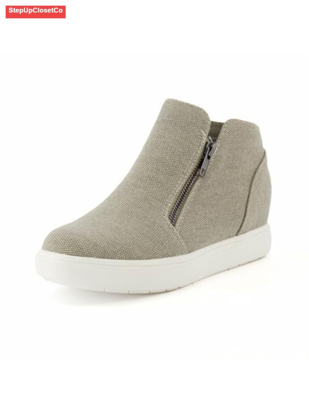 Wedge Sneakers for Women with Hidden Lift and Dual Zippers